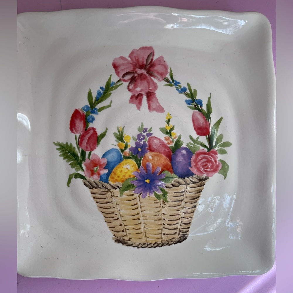 4 dessert or appetizer plates in seasonal design.  Like new.  Heavy. 8”x8”